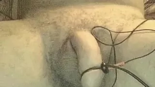 Estim penis shocking with orgasm denial
