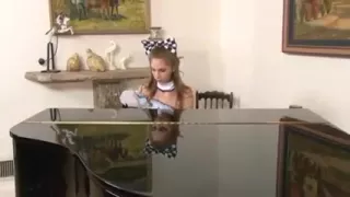 Teaching not cute daughter to play the piano