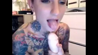 Tattooed blonde rough deepthroat