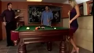 Cute blonde gets a facial after double penetration