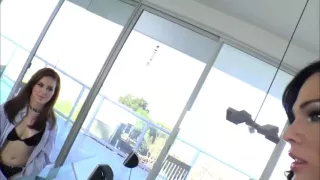 transsexual  gina hart fondles hot chick jessie parkers pussy with sex toy