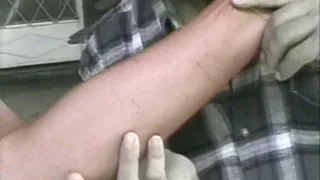 guy licks transsexual  feet and masturbates outdoors