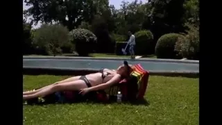 Big titted slut is shagging near a swimming pool