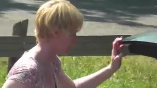 woman downblouse after shopping