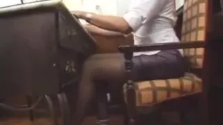 Tgirl and chick hardcore act on a sofa