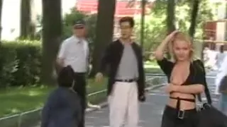 Naughty in public Blonde gal flashing her pussy in public