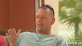 Group of swingers having a lesbian action in the red room