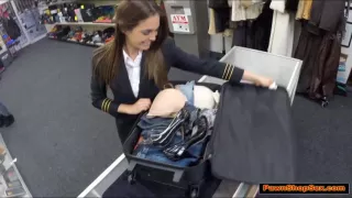 Latin stewardess sucks cock in public for extra money