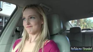 Busty amateur blonde teen Mila Evans pussy fucked in the car