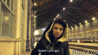 Amateur brunette Eurobabe pussy nailed in exchange for money