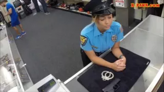 Busty police officer pawns her stuff and nailed to earn cash