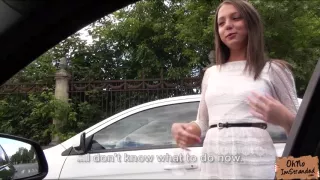 Foxy gets turned on and strips and gets fucked at the backseat