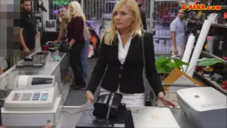 Sexy blonde milf banged at the pawnshop and received money