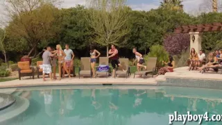 Bunch of married couples horny group sex in Playboys mansion