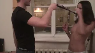 Nickel in sex tape video showing a hottie licking a cock