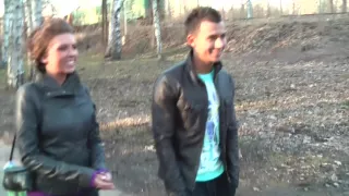 Ally in outdoor sex vid showing a sloppy blowjob