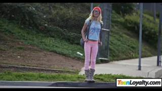 Tiny blond teen slut Piper Perri gives head and pussy rammed