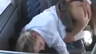 Teen girl fucks an Asian man in a school bus