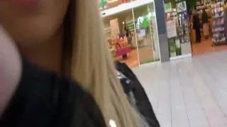 Blond Girl Public Spermawalk Shoping