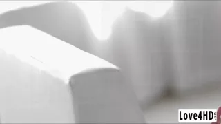 Hot brunette gets her hot ass stretched by dudes huge dick and recieve a cum