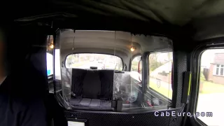 Redhead upskirt flashing in fake taxi