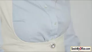 Hot boss Kathia Nobili likes her shoes and pussy clean