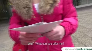 Lilia flashes tits and gets doggy style public fucking after getting paid