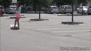 Sexy teen Zelda gets into hot car and gets fucked in the backseat