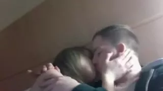 Cute English immature engulfing bf's jock on web camera