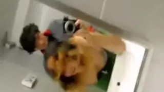 Amateur public sex in club bathroom
