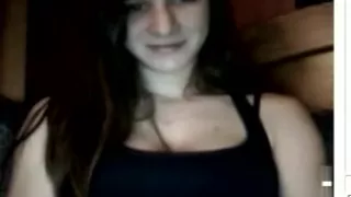 Brunette shows tits on cam