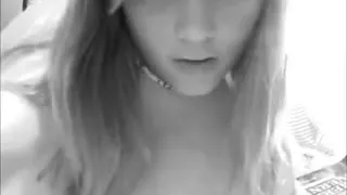 Blonde immature masturbating on webcam