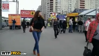 Real public sex movie scene with redhead