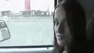 Busty gal sucks me off in the car