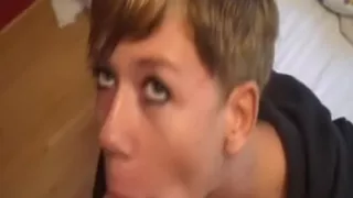 my girlfriend  gets a cum blast in her mouth