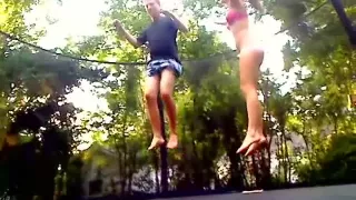 immature girlfriend  and i fuck on a trampoline