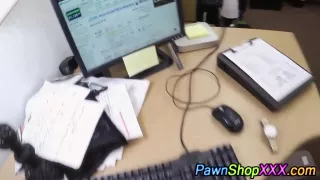 Busty amateur sucks cock