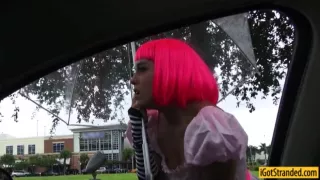 Cutie cosplayer Natalie Monroe pussy screwed up in public