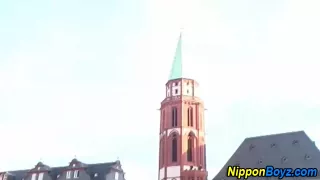 Sucking asian gets cum