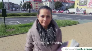 Natural tits amateur gets picked up and persuaded to have sex with stranger