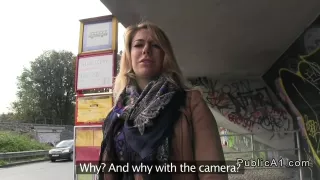 Busty amateur blonde banged in public outdoor