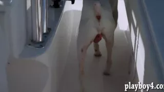 Big boobs babes enjoyed water activities and body massage