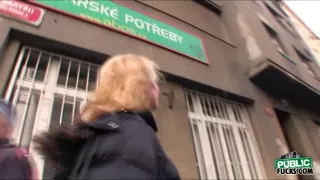 Pretty Maya Angel gets her pussy banged by a total strangers huge dick