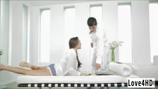 Seductive blonde chicks exercised her sweet pussy with huge cock