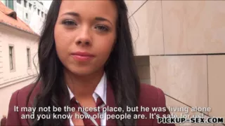 Cute student Tricia Teen banged and facialed for cash