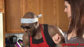 Nasty whore Cici Rhodes double penetrated by black dicks