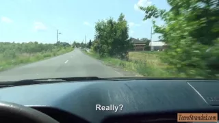 Naughty couple hard fucking in the car while being filmed
