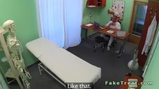 Huge tits patient finger by nurse in fake hospital