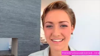 Short haired teen Bailey Bea loves huge cock