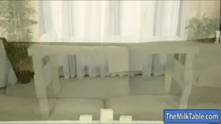 Curvy Coco deepthroats her clients cock under the massage table